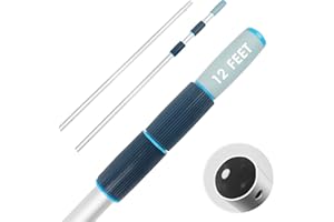 TidyMister 12 FT Heavy Duty Pool Pole, Prime Telescopic Aluminum Standard Pole with Extendable Stick Joint for Swimming Pool Cleaning Tools Connect with Pool Net Skimmers, Brushes, Vacuum Heads