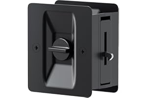 AWDIA Matte Black Pocket Door Lock, 1-Pack Privacy Pocket Door Hardware, Pocket Door Handles, Pocket Door Lock Latch with Pull, 2-3/4’’x2-1/2’’, for 1.38’’-1.77’’ Thickness Door