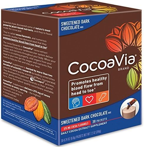 CocoaVia Sweetened Dark Chocolate, 30 Count by Cocoavia