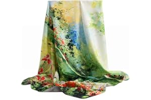 VIMATE 100% Mulberry Silk Scarf-Printed or Solid Color 35” Square Large Silk Hair Head Wrap Scarf With Gift Box Package