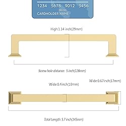 9BUILD 10 Pack 5 Inch Cabinet Handles Gold Cabinet