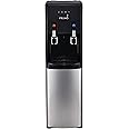 Primo Bottom-Loading Water Dispenser - 2 Temp (Hot-Cold) Water Cooler Water Dispenser for 5 Gallon Bottle w/Child-Resistant Safety Feature, Black and Stainless Steel