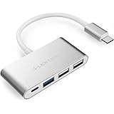 LENTION 4-in-1 USB-C Hub with Type C, USB 3.0, USB 2.0 Compatible MacBook Air 2018 2019, MacBook Pro 13/15 (Thunderbolt 3), ChromeBook, More, Multiport Charging & Connecting Adapter (Silver)
