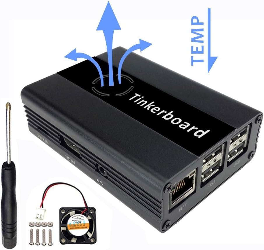 Eleduino Tinker board Case Aluminum With Fan Black