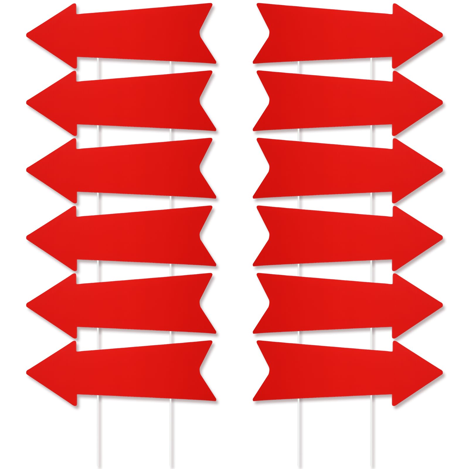 Photo 1 of Barydat 12 Pcs Arrow Signs with Stakes Corrugated Plastic This Way Blank Arrow Directional Yard Signs for Wedding Parking Sign Outoor(17 x 6 Inches,Red)