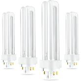 Circle PLC-13W 827 CFL Bulb G24q-1 4 Pin 13W 2700K Warm White Plug in 4 Pk | Double tube, replaces PL-C 13W/827/4P, CF13DD/E/827, F13DBX/827/ECO4P. 82 CRI. Table lamps, sconces, recessed downlights