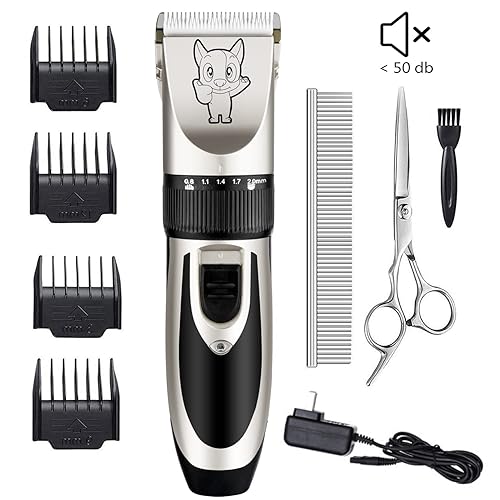 Dog Grooming Kit Clippers, Low Noise, Electric Quiet, Rechargeable