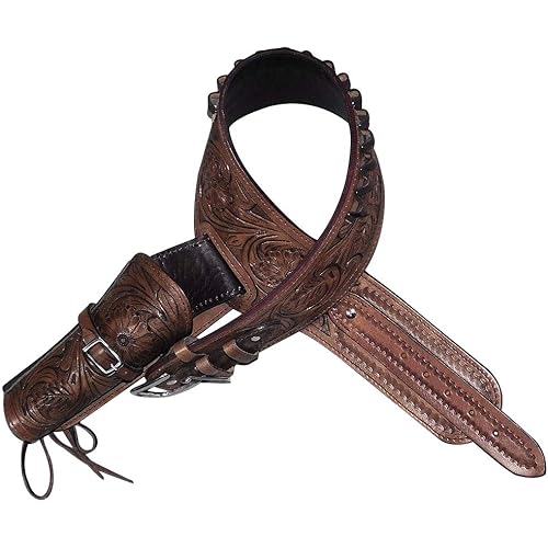 HILASON Western Right Hand Gun Holster Rig 44/45 Caliber Leather Cowboy