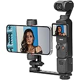 BRDRC Pocket 3 Phone Holder Mount, Metal Expansion Adapter Phone Clip with 1/4” Screw and Cold Shoe for DJI Osmo Pocket 3 Creator Combo Accessories - Can be Used with Tripod Selfie Stick