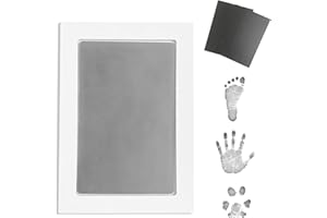 REIGNDROP Inkless Large Clean Touch Ink Pad Kit for Baby Footprint, Handprint & Pet Paw Print - No Ink Mess, Baby Safe, One Time Use, Includes 2 Cardstocks (Clean-Touch - Silver)