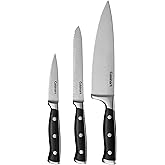 Cuisinart Classic Forged High-Carbon Stainless Steel full-tang Triple Rivet Knife Set With Black Blade Cover/Shealths (3-Piece)