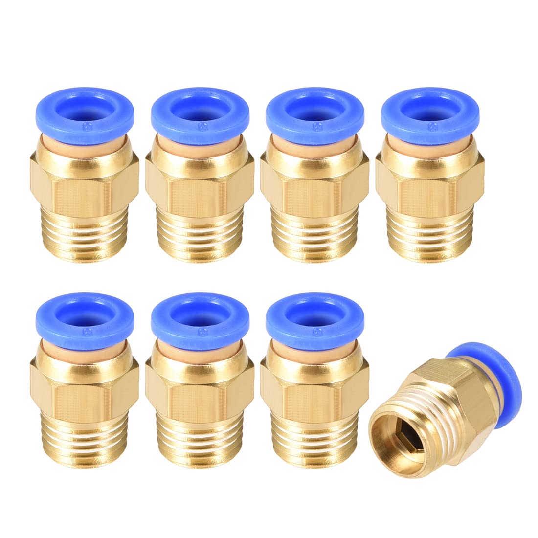 sourcing map Straight Pneumatic Push to Quick Connect Fittings 1/4NPT Male x 8mm Tube OD 8pcs