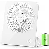 TriPole Desk Fan Small Portable Fan 2000 mAh Rechargeable Battery Ultra Quiet 4.5 Inch Mini Travel Fan with 180° Tilt Folding and 3 Speeds Adjustable for Home Office Desktop White
