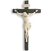 DevotedWalls 14" H Catholic Realistic Crucifix for Wall,Realistic Jesus Chirst Cross for Church, Chapels and Home,Catholic Wound Crucifix for Wall Hanging,Realistic Cross for Home(Black and White Color)