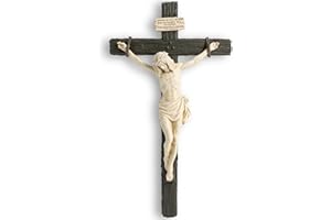DevotedWalls 14" H Catholic Realistic Crucifix for Wall,Realistic Jesus Chirst Cross for Church, Chapels and Home,Catholic Wound Crucifix for Wall Hanging,Realistic Cross for Home(Black and White Color)