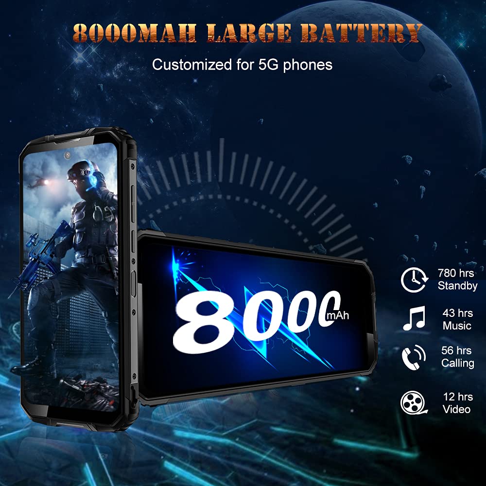 OUKITEL WP10 5G Rugged Smartphone Unlocked, 8000Mah Battery 18W Fast Charging, 6.67