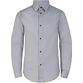 Calvin Klein Boys Long Sleeve Slim Fit Dress Shirt, Button-Down Style with Cuffs & Shirttail Hem