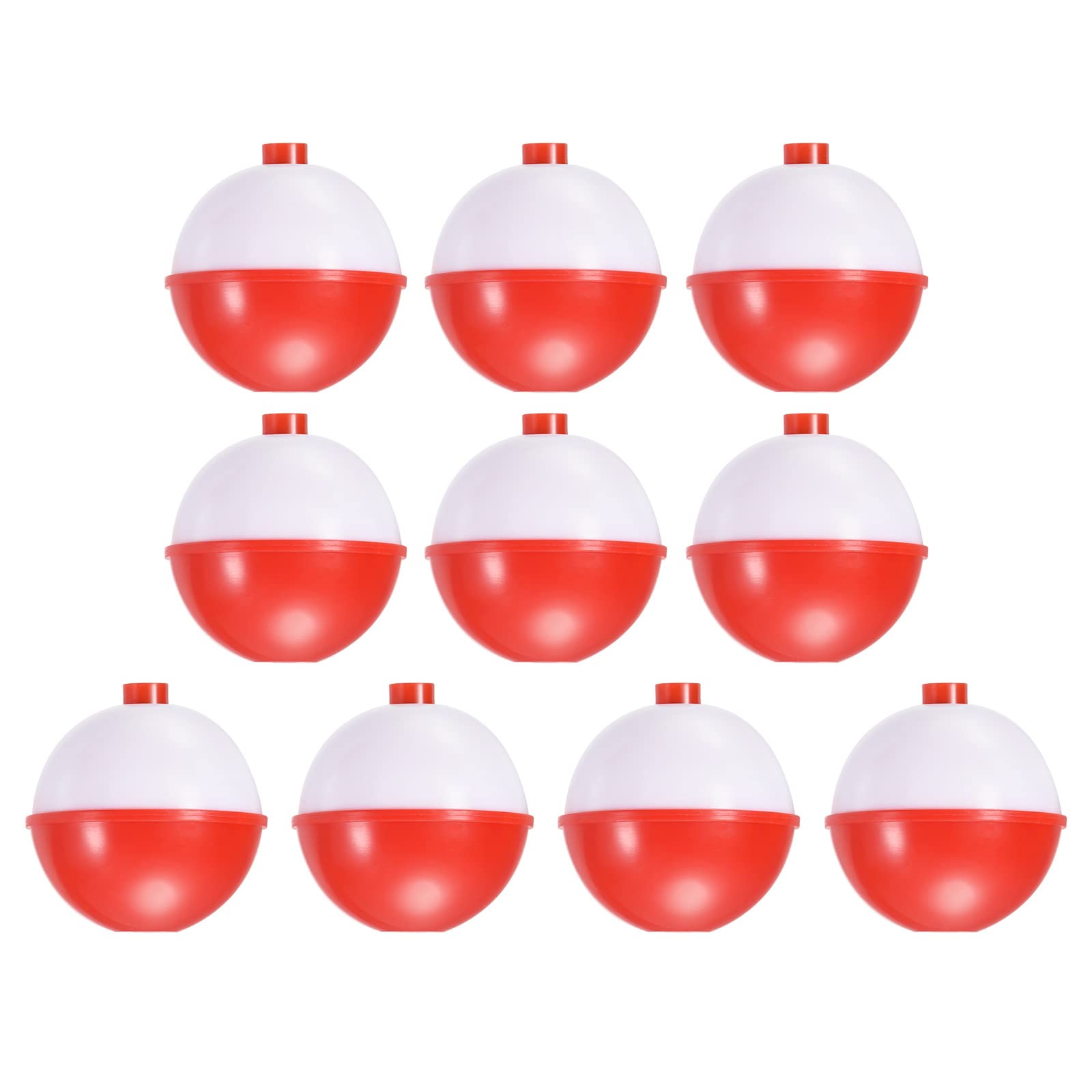 PATIKIL 2 Inch Fishing Bobber, 20 Pack Hard ABS Push Button Round Buoy Fishing Float Tackle, Red and White