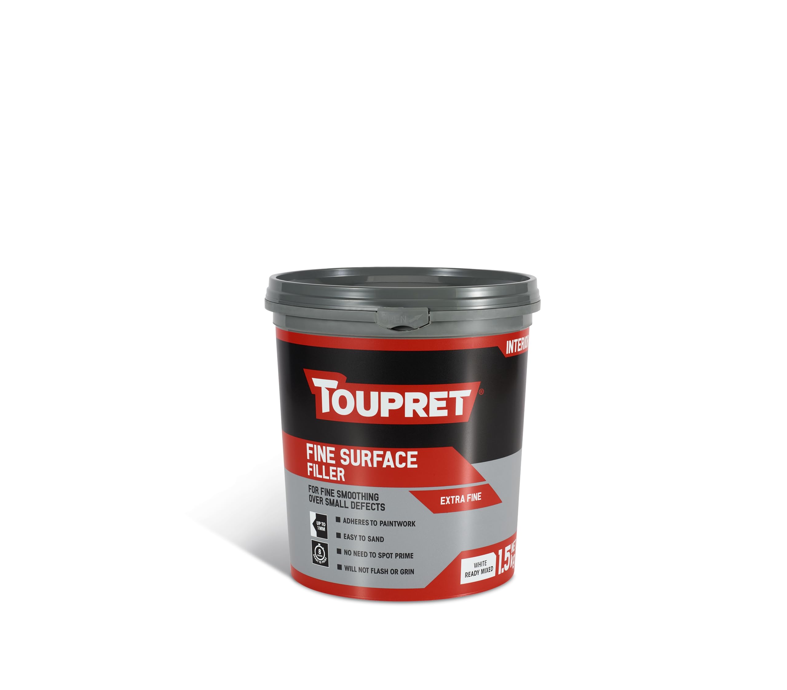 Toupret Fine Surface Filler - Ultra-Smooth Interior Wall Repair for Minor Imperfections - White, Easy Sanding, Paintable, No Shrink - Professional Finish for Plaster, Ceilings & Walls - 1.5kg
