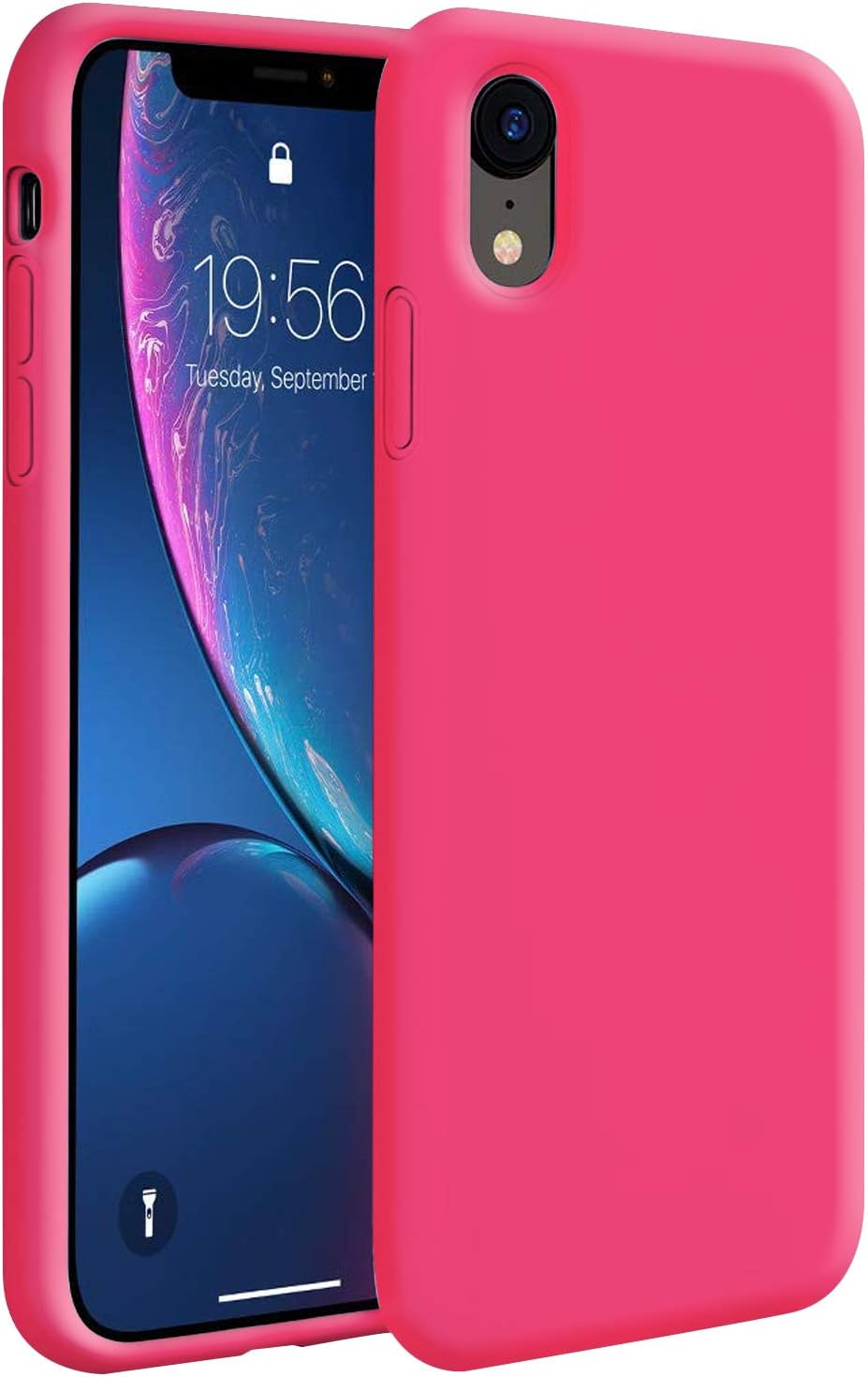 ZUSLABCase Compatible with Apple iPhone XR, Soft Slim Thin Silicone Gel Rubber Bumper Phone Cover, Hard Shell Shockproof Full-Body Protective Case - Neon Pink