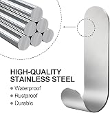 saizone 4 Pack Stainless Steel Sticky Hooks Heavy Duty Self Adhesive Waterproof view 3