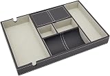 Juvale Valet Tray, Black PU Leather, 6 Compartments, 35x24x4 cm view 6