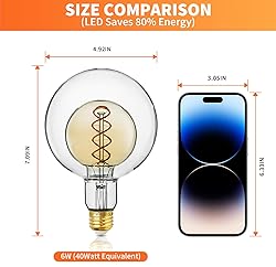 ALAMPEVER Large Globe LED Light Bulbs, Decorative