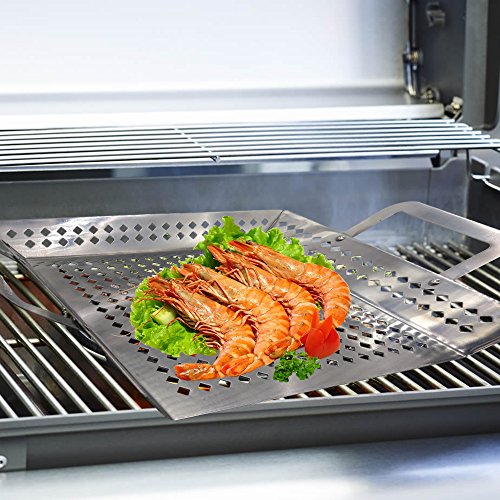 Dracarys Grill Pan Grill Topper Vegetable Grill Basket-Non-Stick Stainless Steel BBQ Grill Wok With Handles-Aegetable Grilling Accessories for Grilling Veggie, Fish, Meat.And Charcoal or Gas Grills - Thumbnail 3