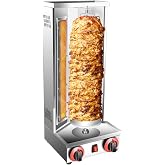 Shawarma Doner Kebab Machine Grill Gas Vertical Broiler Gyro Meat Rotisserie with 2 Burner for Restaurant Home Garden