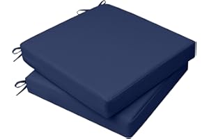 AAAAAcessories Outdoor Seat Cushions for Chairs, Waterproof, Fade-Resistant, 18" x 18" x 2", Patio Furniture Replacement Cushions, Set of 2, Navy Blue