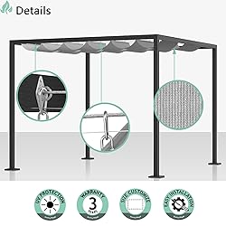 SunnyRoyal Light Grey 4'x36' Retractable Pergola