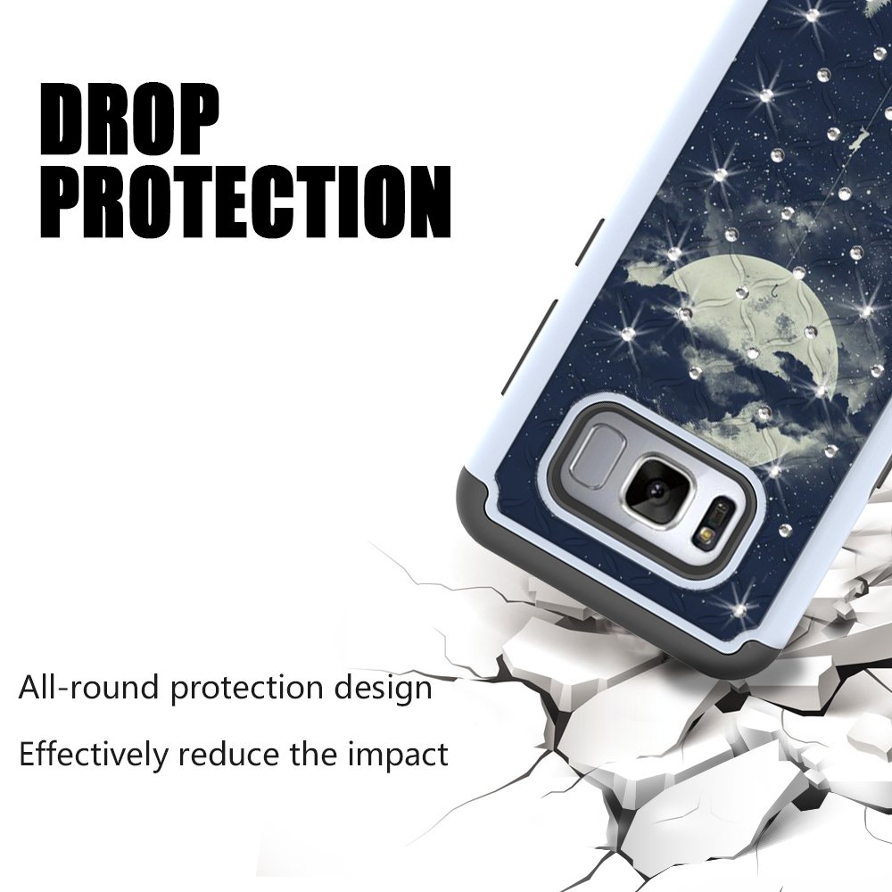 S8 Case, MagicSky [Shock Absorption] Studded Rhinestone Bling Hybrid Dual Layer Armor Defender Protective Case Cover For Samsung Galaxy S8 (Night Sky)