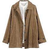 Lavnis Women's Shacket Corduroy Jackets Long Sleeve Button Down Coats Fall Blouses Tops with Pockets