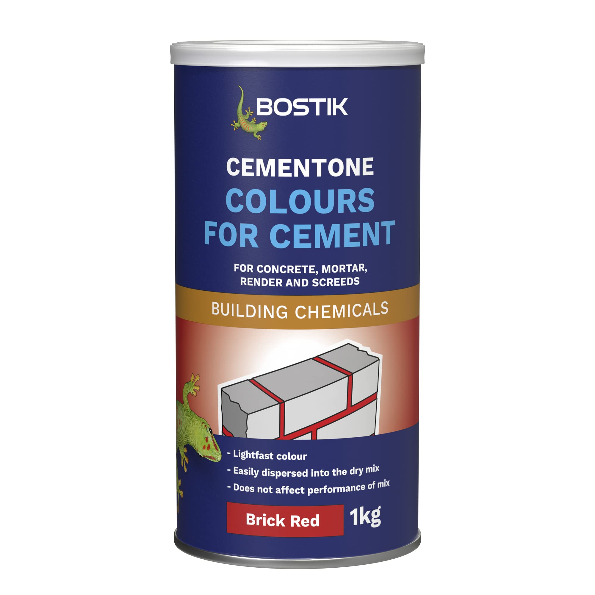 Bostik Colours for Cement Brick Red - 1kg - For Concrete, Mortar, Render and Screeds - Available in 5 Intermixable Colours - For Interior and Exterior Use