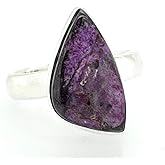 Natural Purple Sugilite 925 Solid Sterling Silver Ring Size 7.5