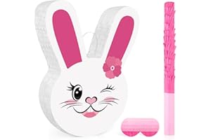 Easter Bunny Pinata - Bunny Decorations with a Blindfold and Bat for Boys Girls Animal Themed Birthday Party Kids Classroom G