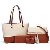 Women Fashion Synthetic Leather Handbags Tote Bag Shoulder Bag Top Handle Satchel Purse Set 4pcs