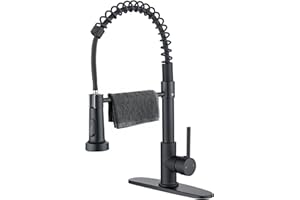 Jafeton Durable Kitchen Faucet with Pull Down Sprayer, Temperature Control 360° Rotatable Commercial Kitchen Sink Faucets Single Handle Spring Laundry Camper Utility Wet Bar Sinks