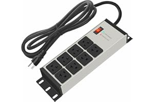 CCCEI Heavy Duty Power Strip Surge Protector 20 AMP, 8 Outlets 12 Gauge Industrial Shop Garage Metal Multiple Outlets, 6 FT Extension Cord 5-15P Adapter High Amp 6-20R T-Slot 20a for Appliance