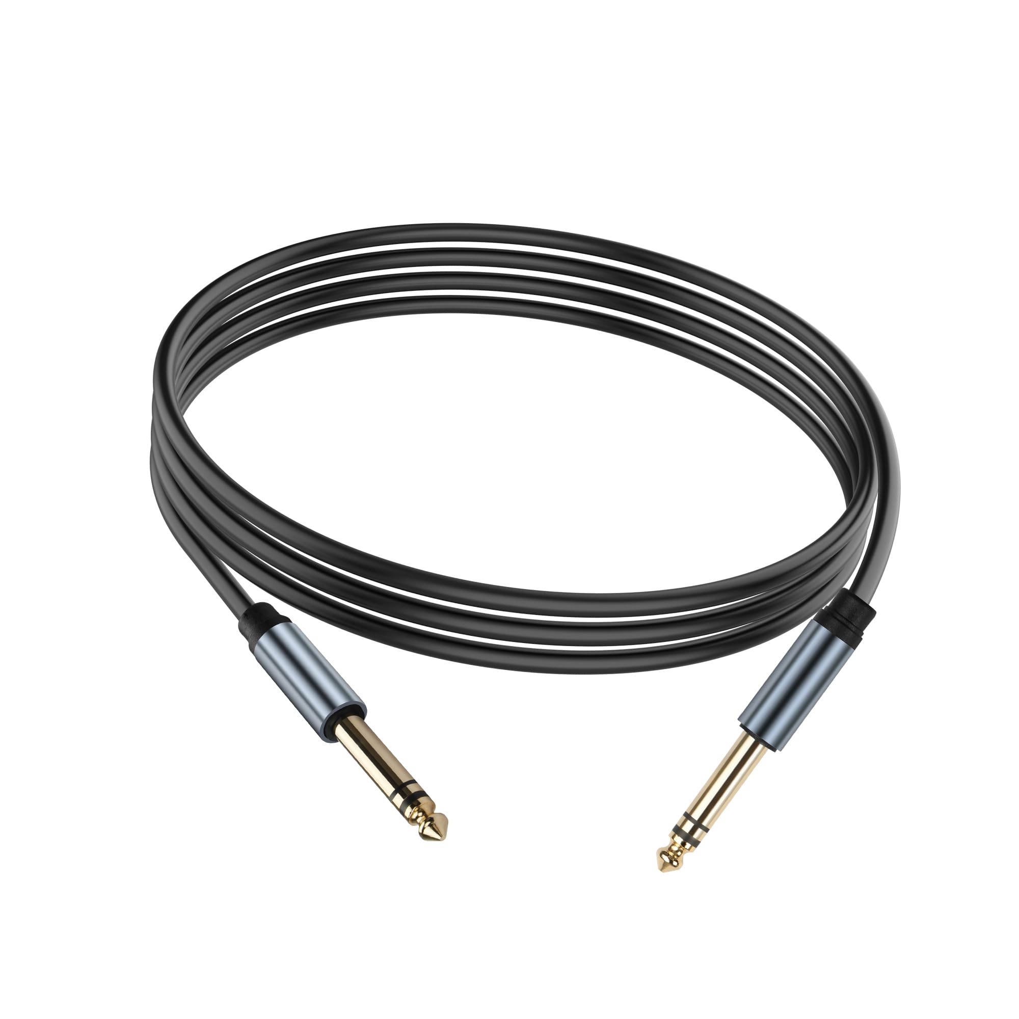 JSADZKJ 1/4 Inch TRS Instrument Cable Straight 6.35mm TRS Stereo Audio Cable 1/4 Inch Gold Plated Male to Male Stereo Jack Cable for Guitar Home Theater Speaker and Amplifier 5.9FT