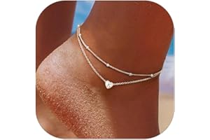 ChicSilver Sterling Silver Anklets for Women 925 Ankle Bracelets for Women Layered Heart Anklet With Beaded Anklets for Women