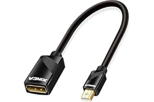 Mini DisplayPort to DisplayPort Adapter Cable Male to Female Gold-Plated Cord Thunderbolt Compatible 0.75ft - XINCA