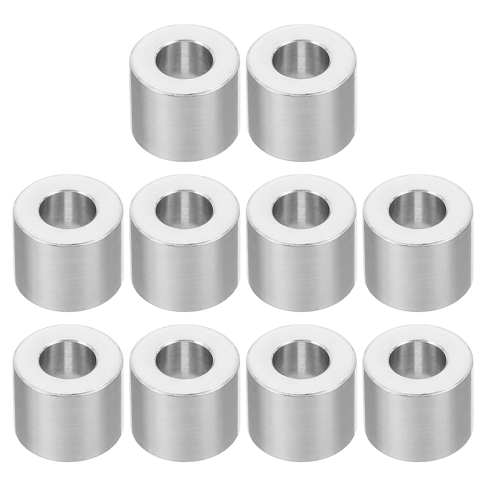 PATIKIL M6 Aluminum Spacers, 10Pcs Metal Spacer Aluminum Round 6.2mm ID x 12mm OD x 10mm L Thickness Aluminum Spacer 1/4in ID Screw Standoff for 1/4" or M6 Screw Bolts