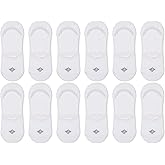 Sperry Women's Solid Sneaker Liners with Arch Support 12 Pair Pack, White, Women's Shoe Size 4-10