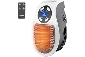 GiveBest Programmable Space Heater with LED Display, Remote Wall Outlet Electric Heater with Thermostat and Timer for Home Office Bathroom Indoor Use, Small Plug in 450 Watt Heater, ETL Listed