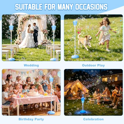 Upgraded Standing Bubble Machine for Kids – Blows Thousands of Colorful Bubbles Into the Sky, Adjustable Height Bubble Maker, Perfect for Birthday/Wedding/Party/Outdoor Activities