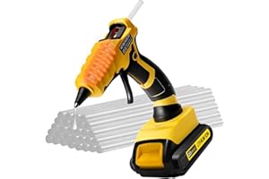 HLIEPIHA 2AH Battery Cordless Hot Glue Gun for Dewalt, Wireless Glue Gun for Dewalt 20V Max Lithium-ion Battery for Arts, DIY, Repairs, 30s Quick Preheat Hot Melt Glue Gun with 30 Pcs Glue Sticks(7 * 150mm)