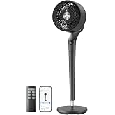 DREO Smart Fan for Bedroom,120&deg;+100&deg; Standing Fan, Quiet Oscillating Fan | 100ft, 9 Speeds, 6 Modes, 37-42" Adjustable Height, 8H Timer, DC Motor Quiet Fan, Omni-Directional, Remote, Wi-Fi/Voice, Grey