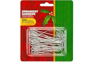 Rocky Mountain Goods Silver Christmas Ornament Hooks - 50 Pack - Large 2 1/2" Hooks - Flexible Ornament Hangers - Heavy Duty