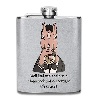 BoJack Horseman Regrettable Life Choices Print Hip Flask Pocket Bottle Flagon 7oz Portable Stainless Steel Flagon